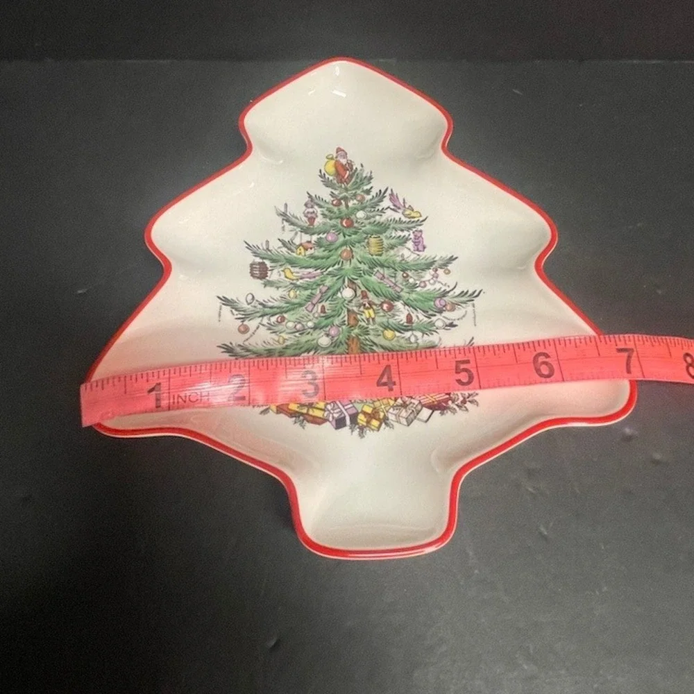 Spode Christmas Tree Red Band Tree-Shaped Dish Made in England Ltd Annual Series